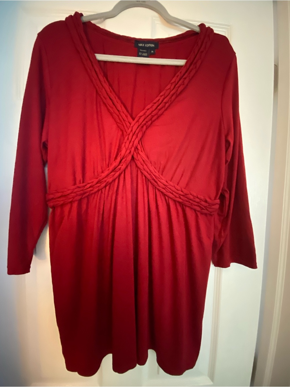 Max Edition Red Braided V-Neck Tunic